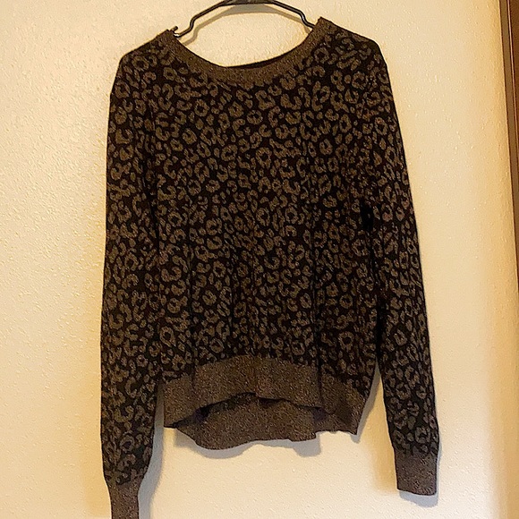 Banana Republic Gold and black metallic leopard print sweater-XL - Picture 5 of 6